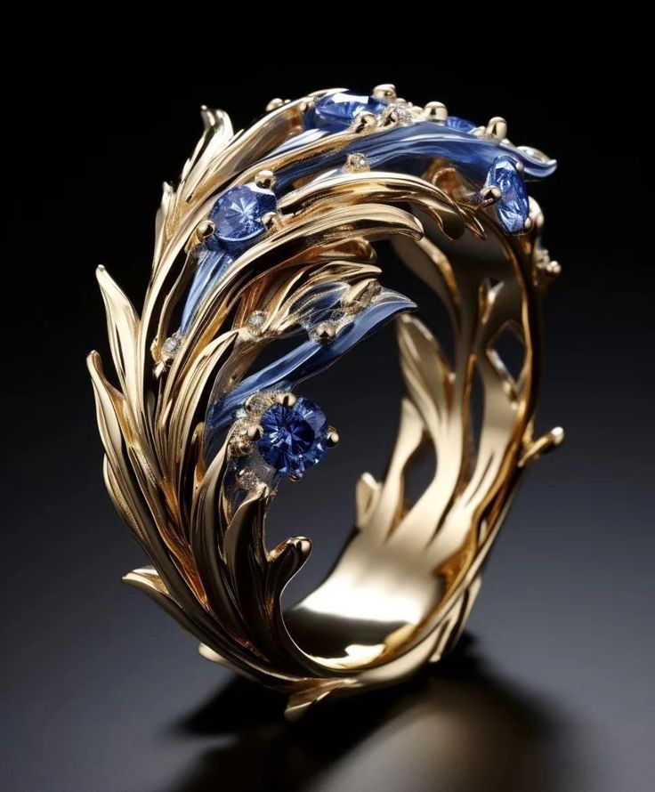 Ara - Anello Oro e Blu Oceano