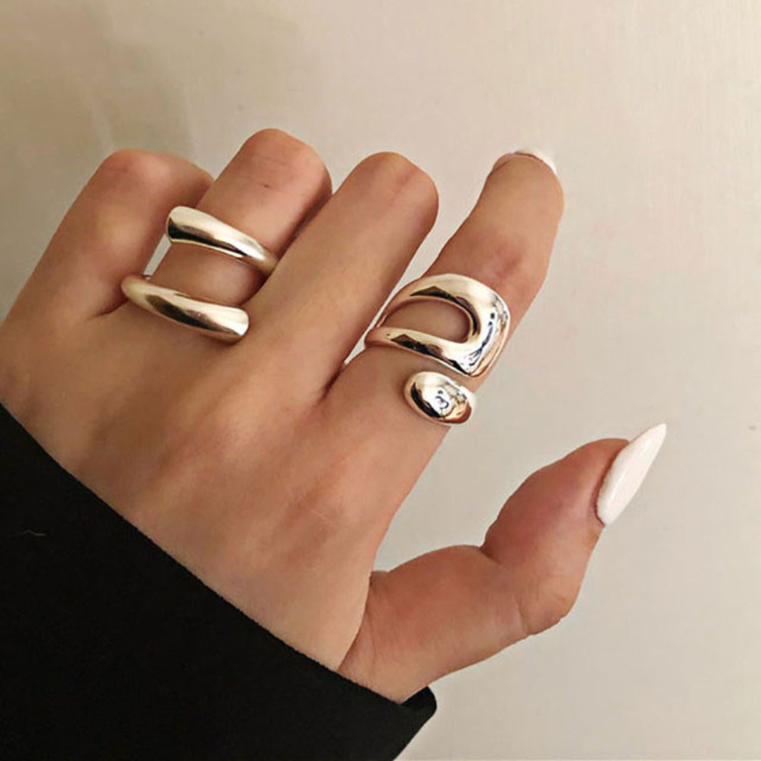 Anello regolabile a spirale, semplice e modernista, in argento 925