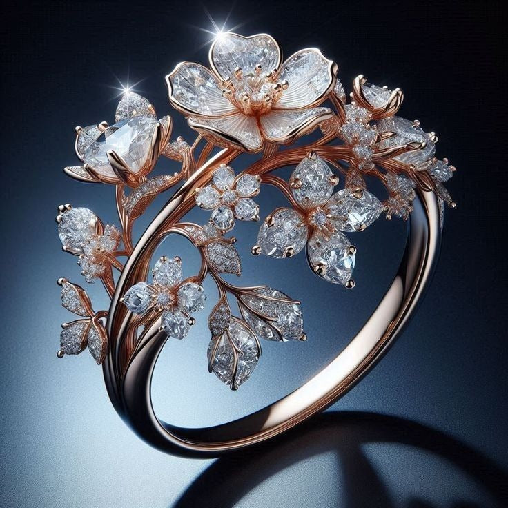 Anello rosa con fiori