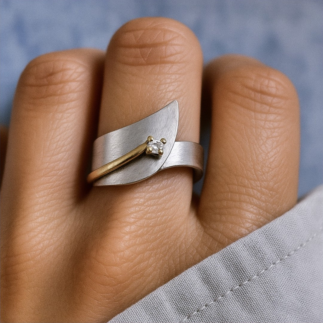 Busde - Anello Irregolare Argento e Oro