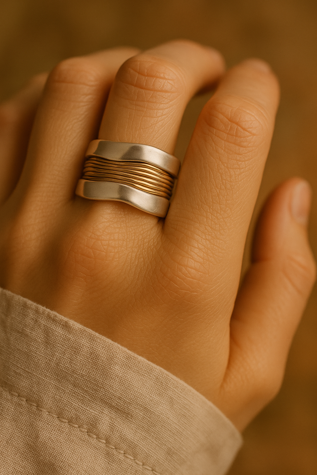 Colle - Anello Thread Argento e Oro