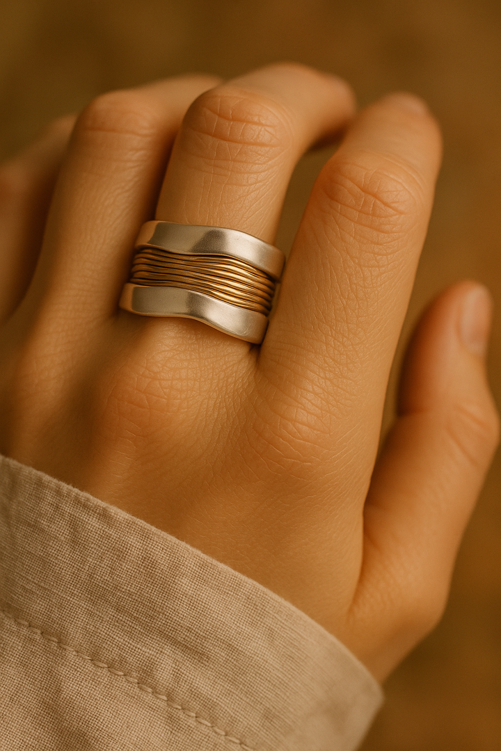 Colle - Anello Thread Argento e Oro