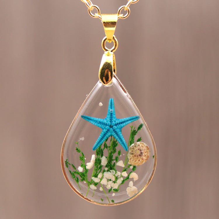 Collana in oro con resina epossidica fai da te con stelle marine naturali