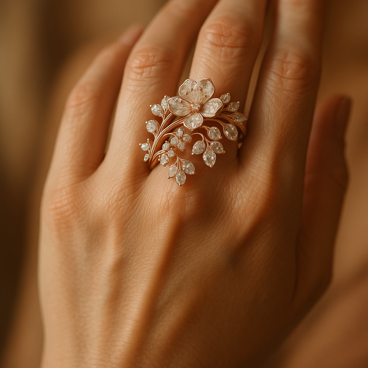 Milly - Anello rosa con fiori