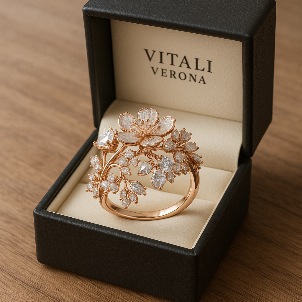 Milly - Anello rosa con fiori