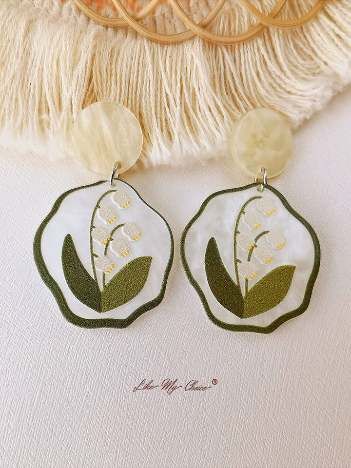 Orecchini a forma di fiore - Mughetto acrilico