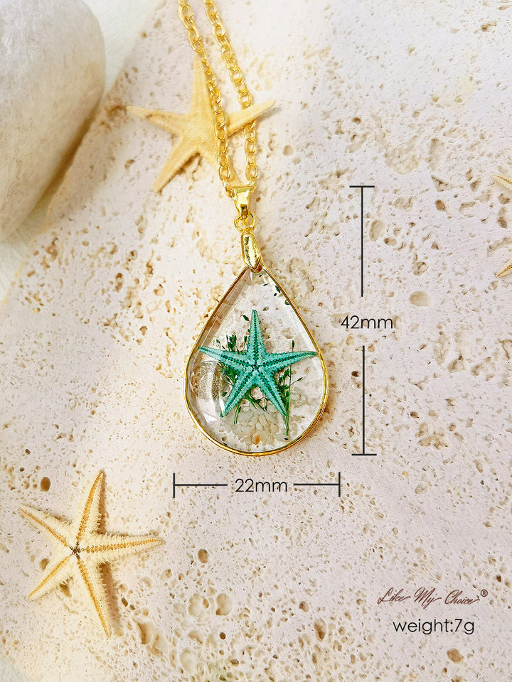 Collana in oro con resina epossidica fai da te con stelle marine naturali