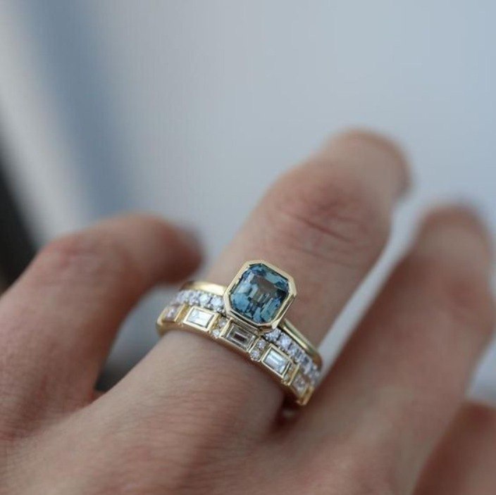 Xac - Anello con pietra Blu