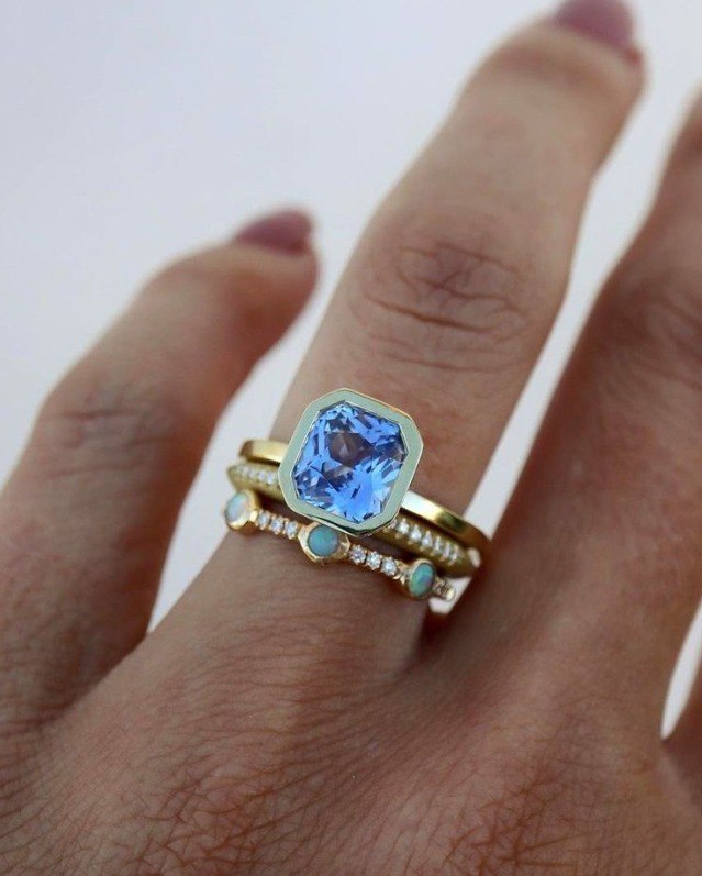 Xac - Anello con pietra Blu