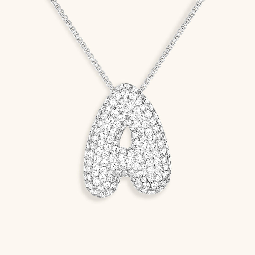 Collana con Iniziali a Bolle di Diamanti