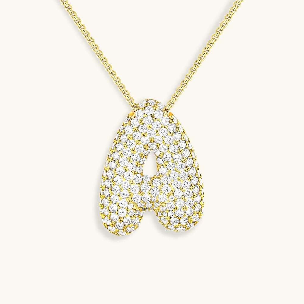 Collana con Iniziali a Bolle di Diamanti
