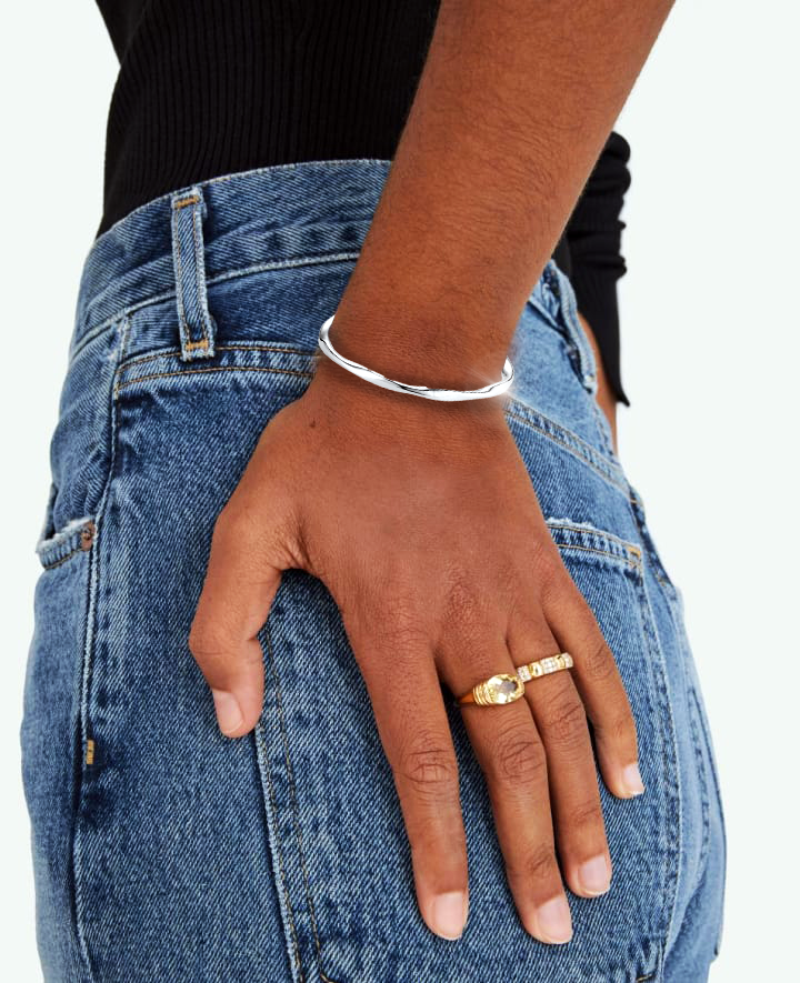 Bracciale spesso in argento sterling 925 irregolare regolabile