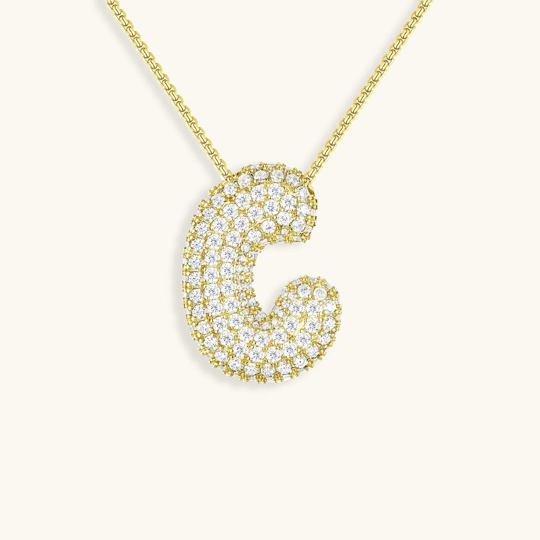 Collana con Iniziali a Bolle di Diamanti
