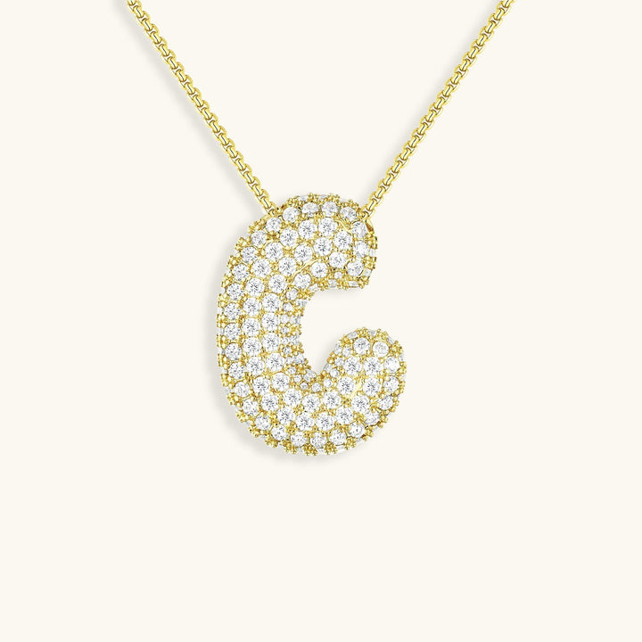 Collana con Iniziali a Bolle di Diamanti