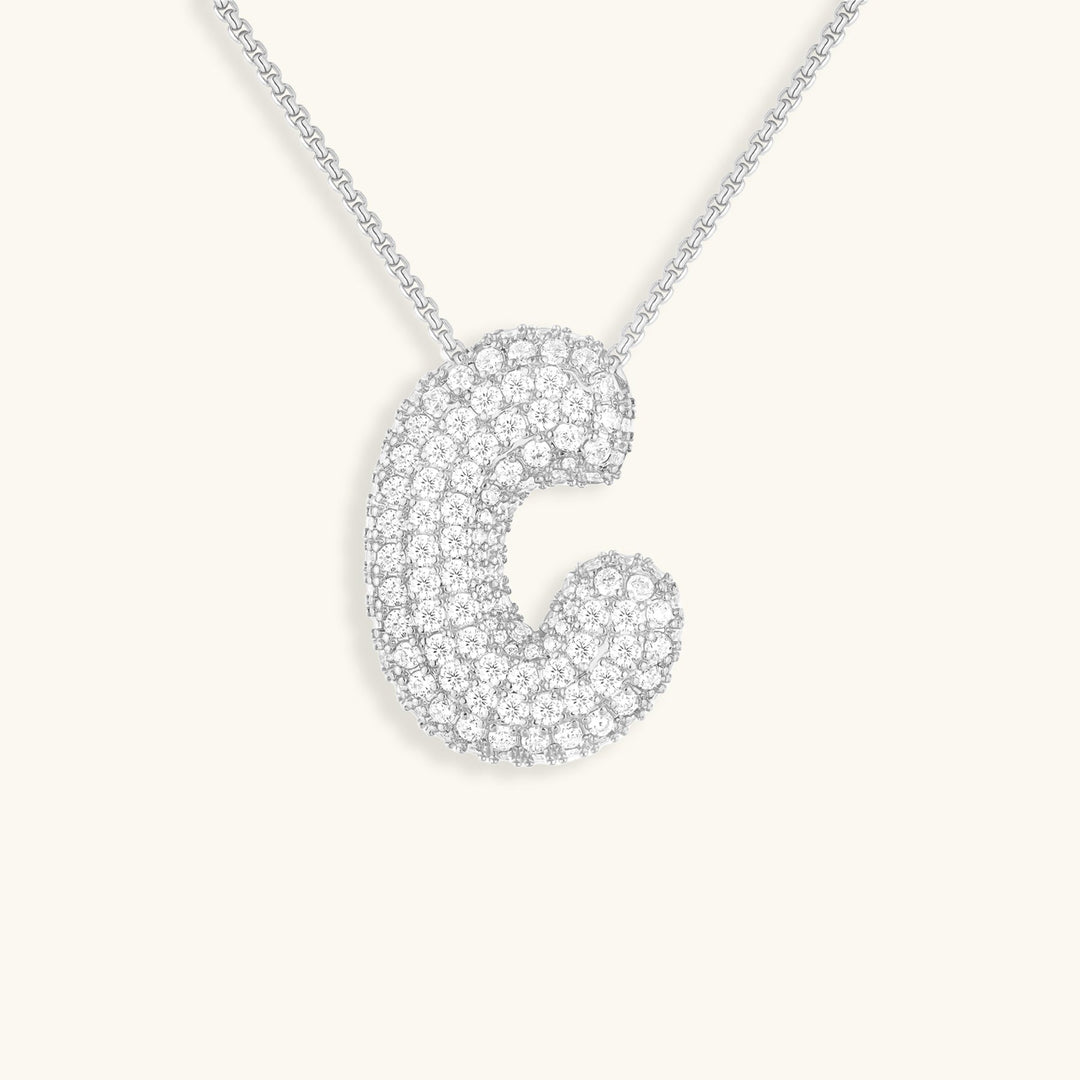 Collana con Iniziali a Bolle di Diamanti