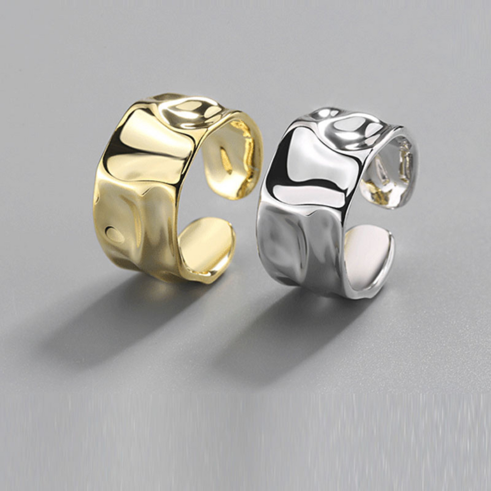 Anello largo asimmetrico in argento 925