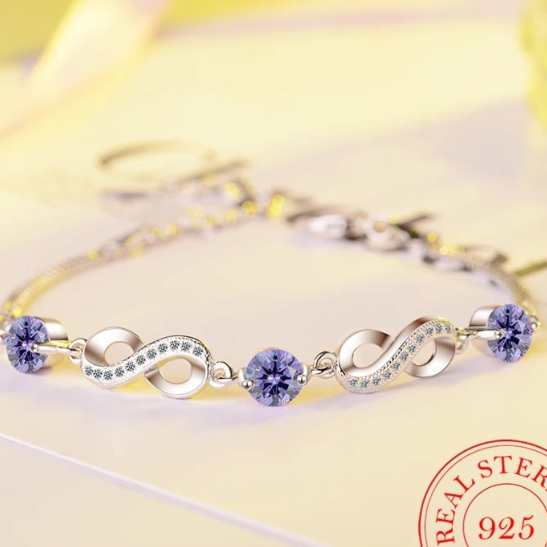 Bracciale infinito in argento 925 con bellissime pietre in zircone colorate