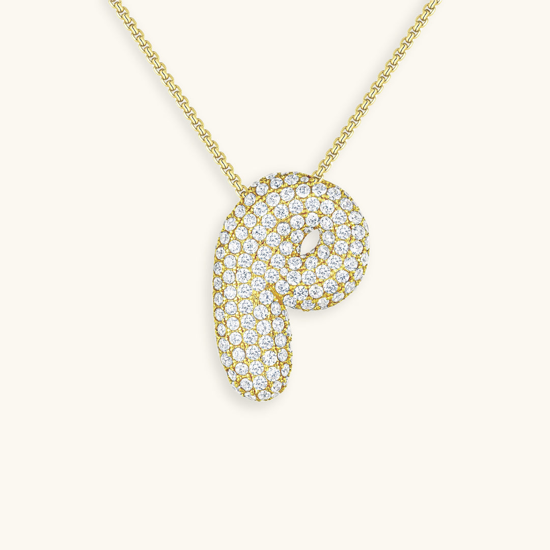 Collana con Iniziali a Bolle di Diamanti