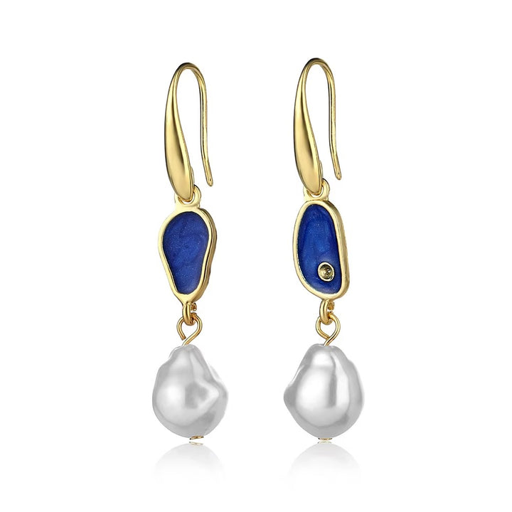 Mails - Orecchini Pendenti Blu con Perla