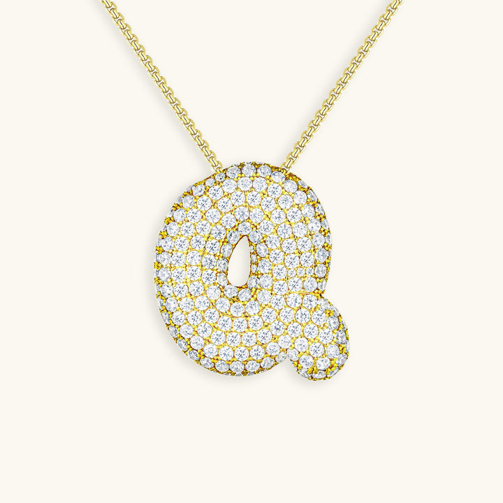 Collana con Iniziali a Bolle di Diamanti