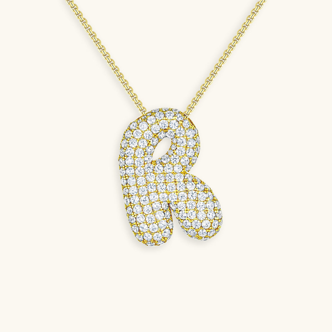 Collana con Iniziali a Bolle di Diamanti