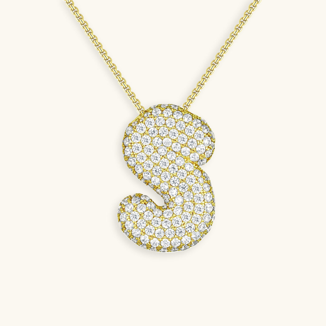 Collana con Iniziali a Bolle di Diamanti