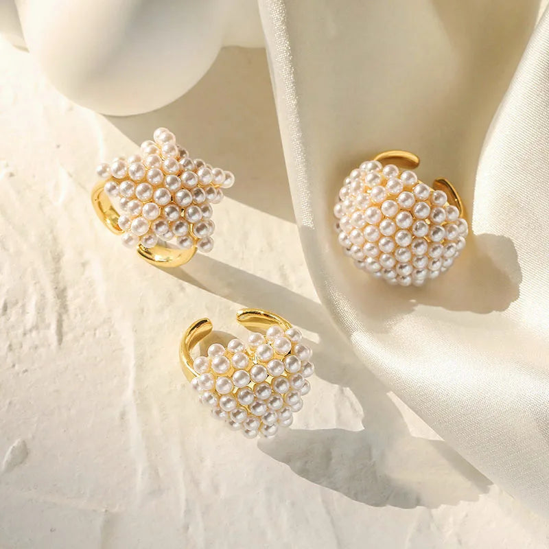 Anelli classici regolabili con perle