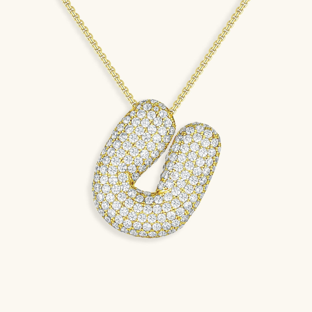 Collana con Iniziali a Bolle di Diamanti