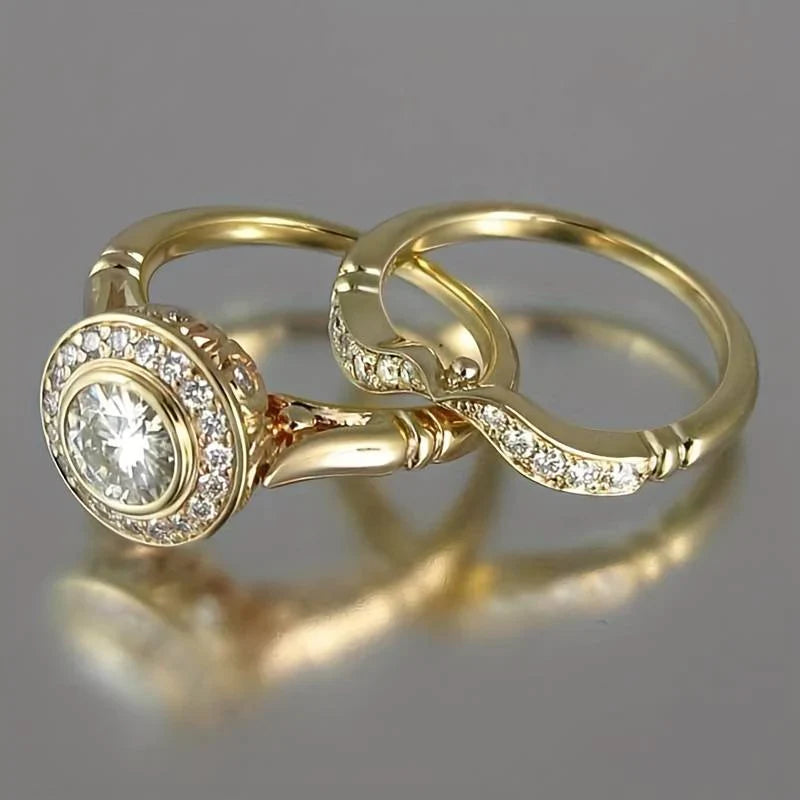Rica - Set di Anelli Vintage in Oro e Zirconi