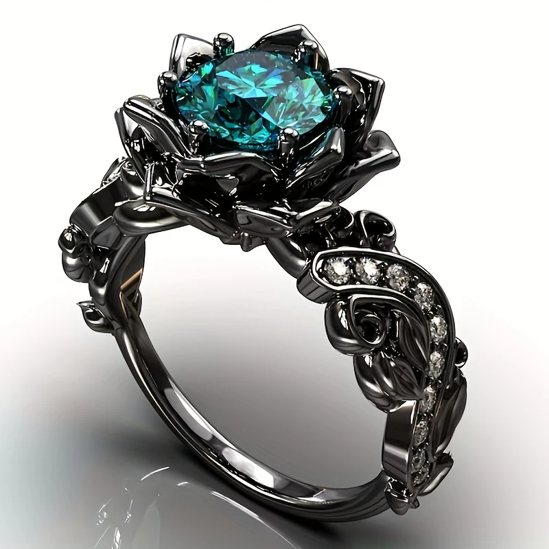 Anello in argento con fiore turchese