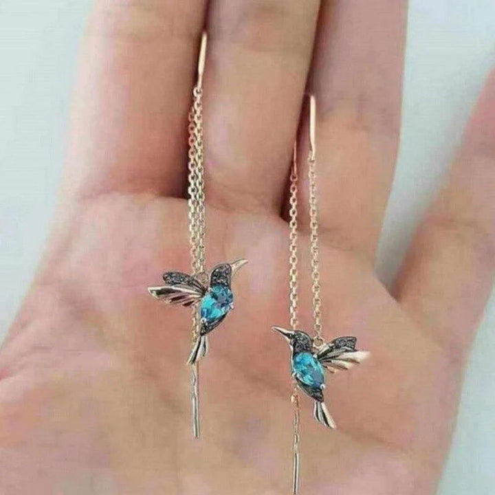 Sheila - Orecchini in Smalto e Zirconia a Forma di Colibrì
