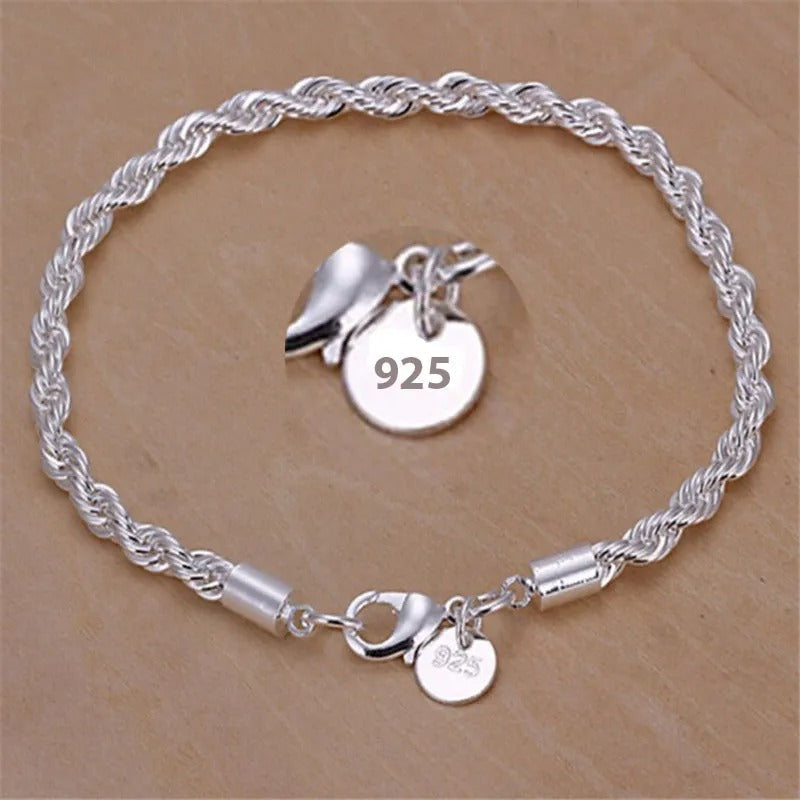 Bracciale in corda intrecciata in argento 925