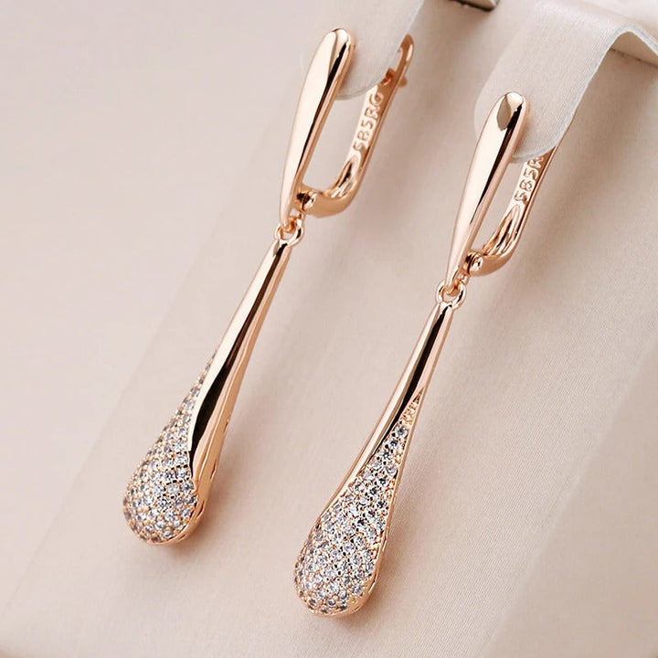 Orecchini pendenti con zircone naturale placcato in oro rosa 18K