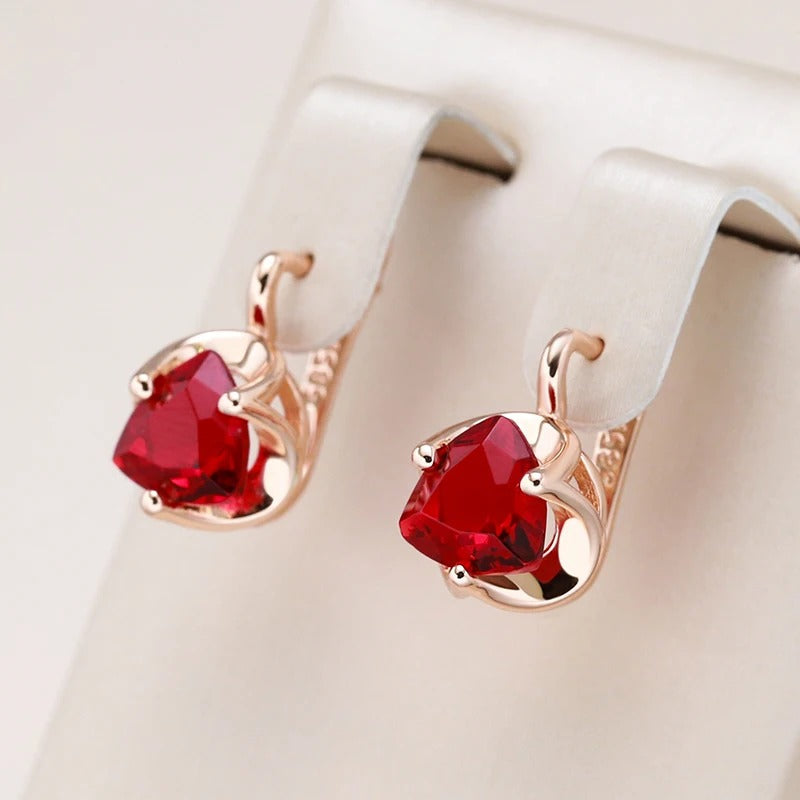 Orecchini con zircone rubino placcati in oro rosa 18K