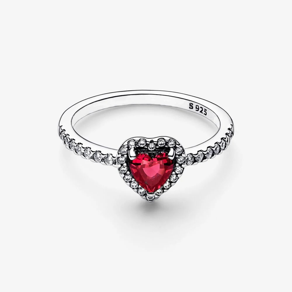 Anello cuore rubino in argento 925