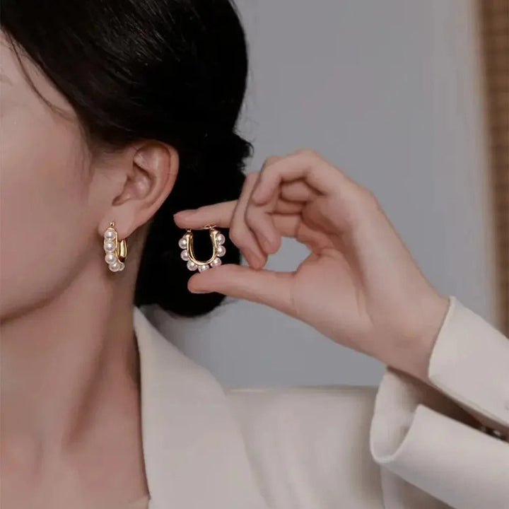 Zara Elegant Pearl Hoops