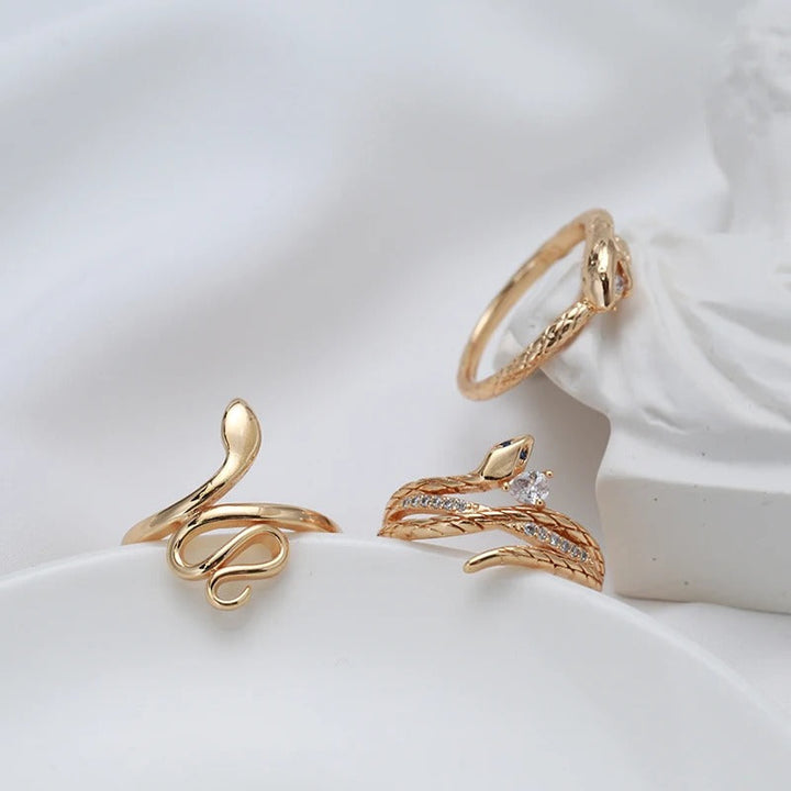 Anello serpente con zircone placcato oro rosa 18K