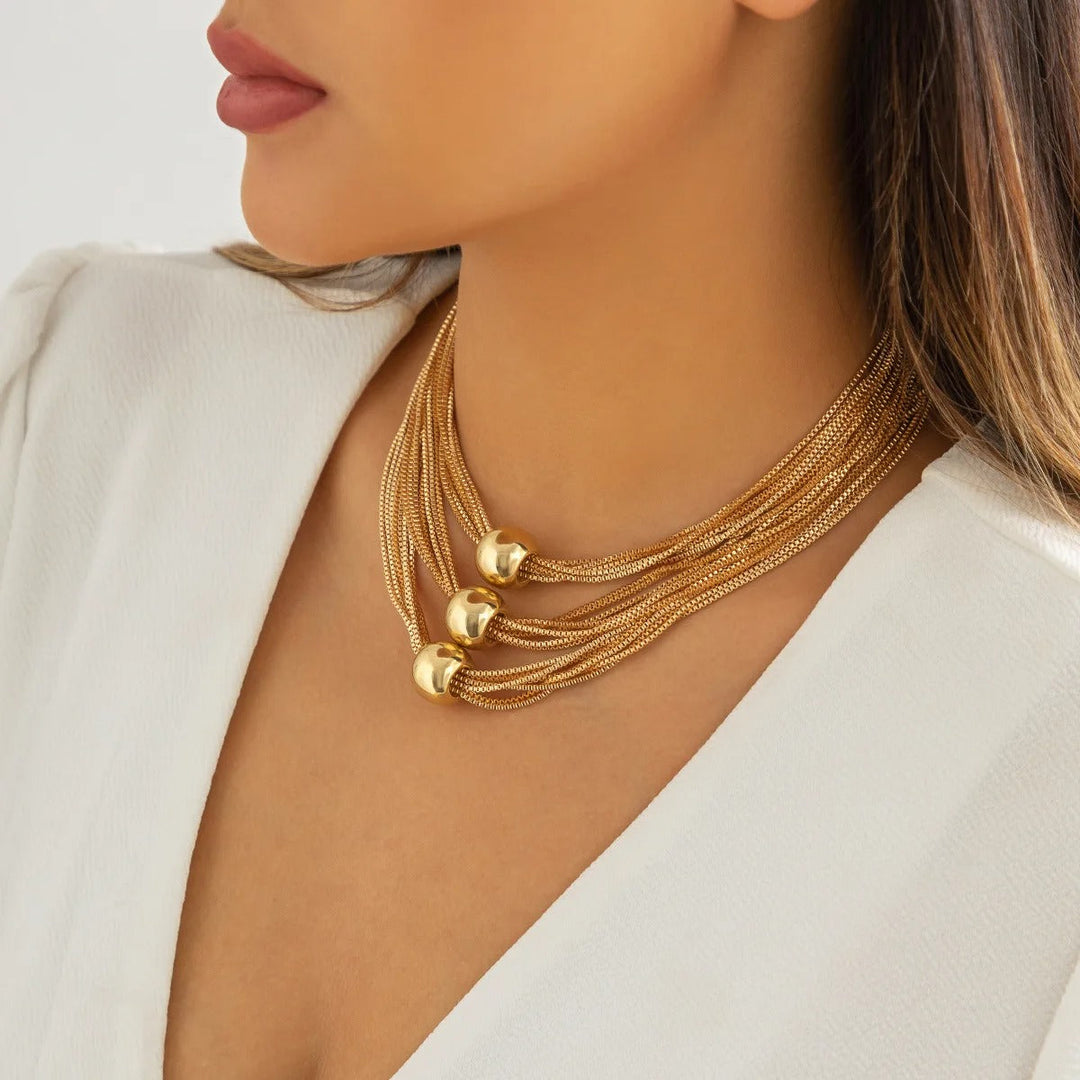 Collana a strati di tendenza con perline