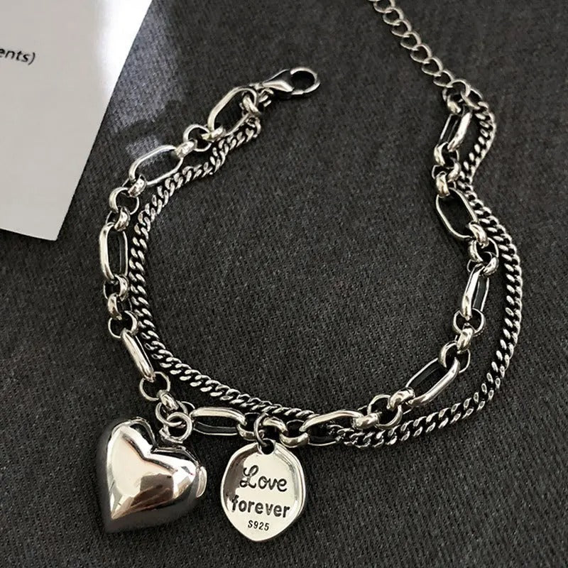 Bracciale in argento 925 Love forever + 2 ciondoli in omaggio