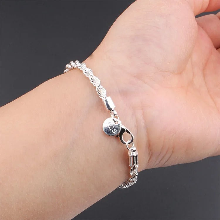 Bracciale in corda intrecciata in argento 925