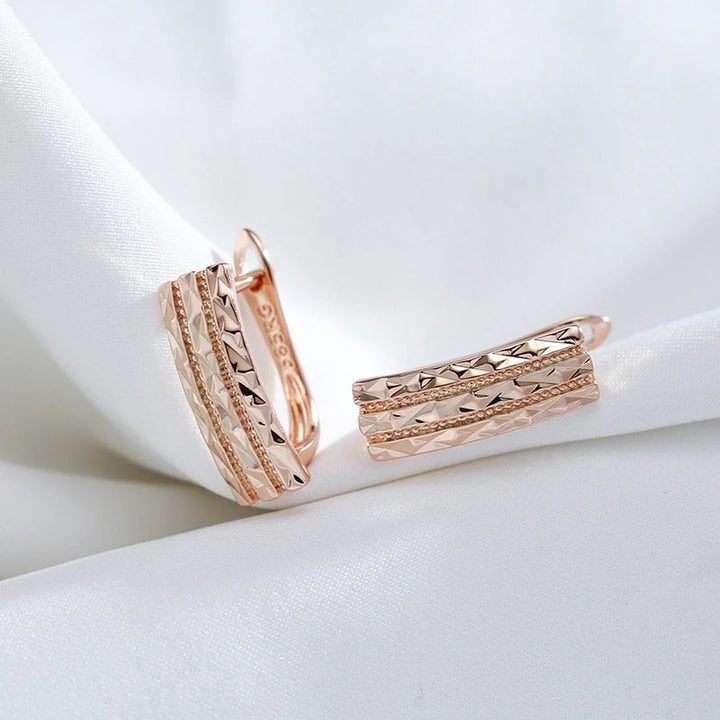 Orecchini a cerchio creativi cavi e lucenti placcati in oro rosa 18 carati