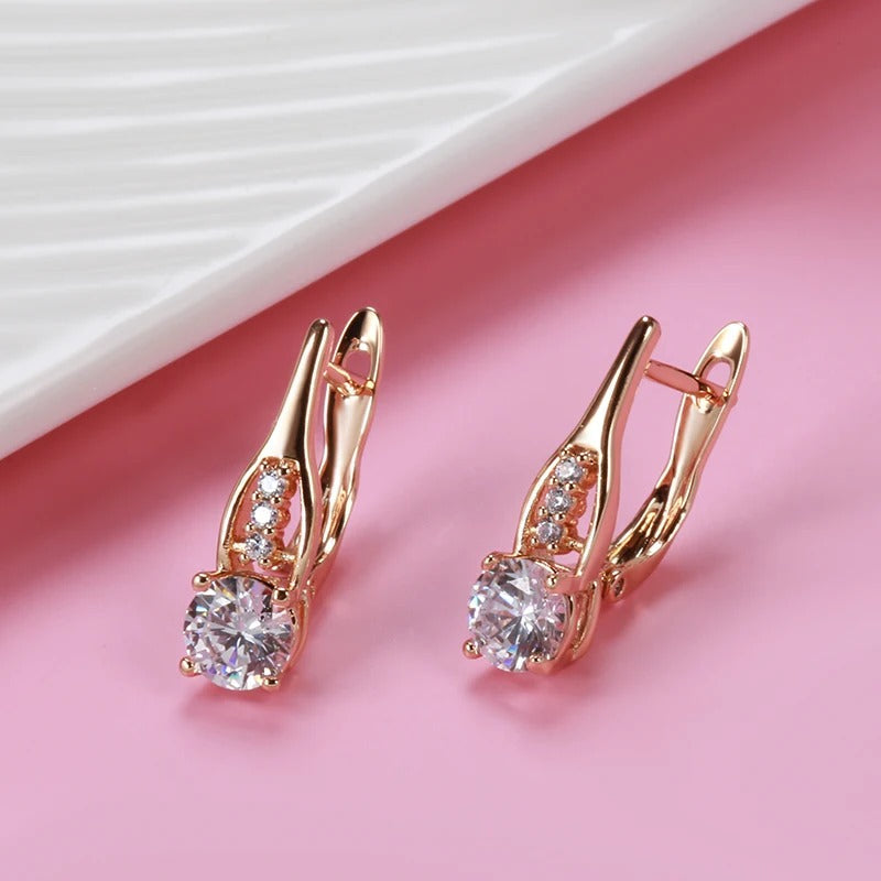 Orecchini con zircone bianco placcato in oro rosa 18 carati
