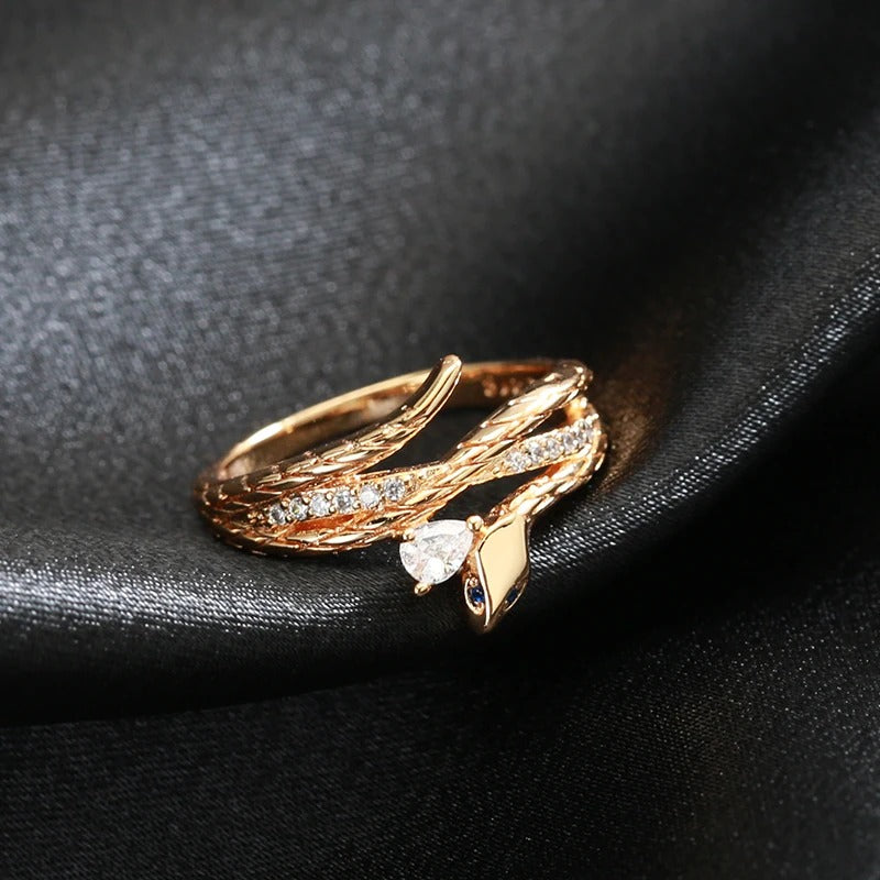 Anello serpente con zircone placcato oro rosa 18K