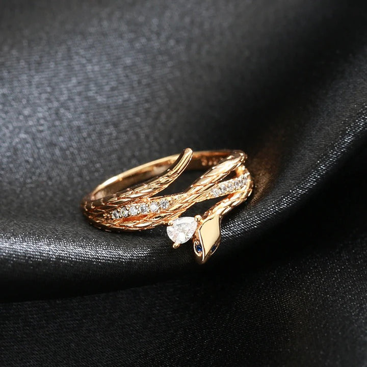 Anello serpente con zircone placcato oro rosa 18K