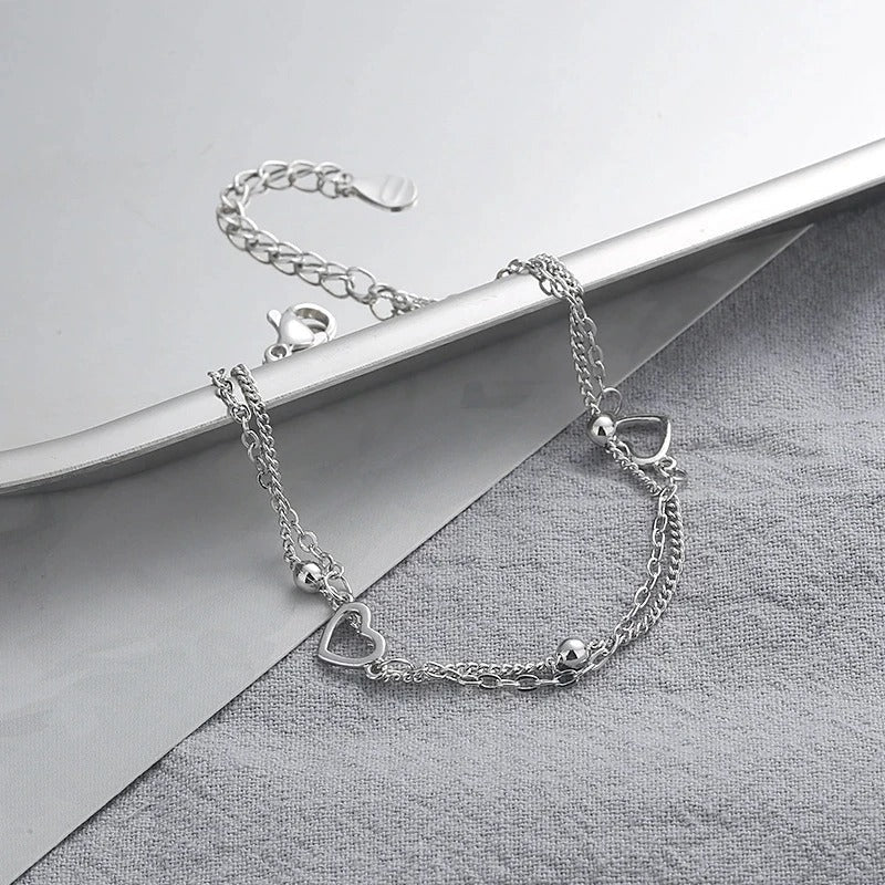 Braccialetto sottile a forma di cuore in argento 925