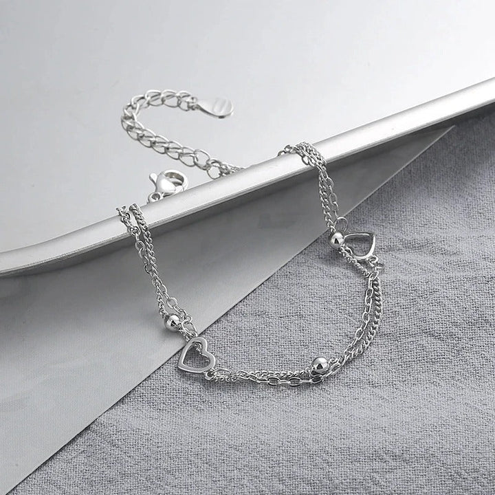 Braccialetto sottile a forma di cuore in argento 925