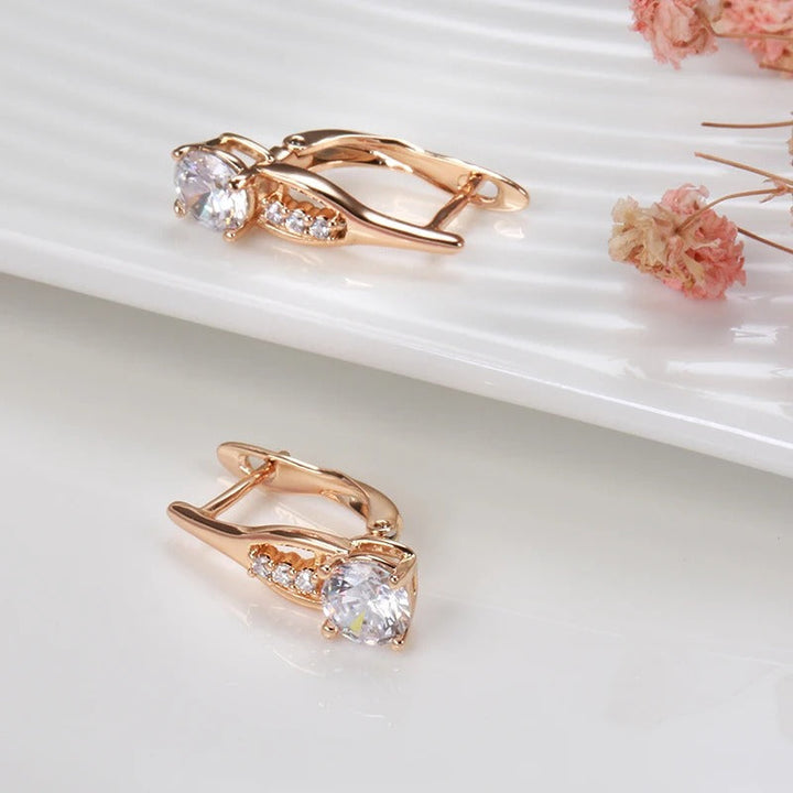 Orecchini con zircone bianco placcato in oro rosa 18 carati