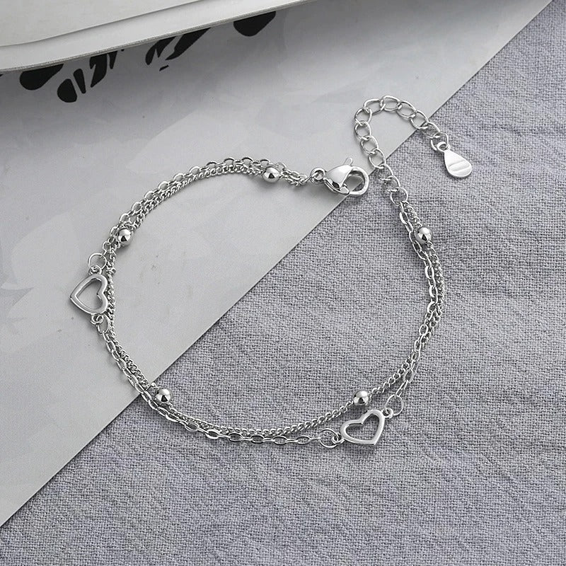 Braccialetto sottile a forma di cuore in argento 925