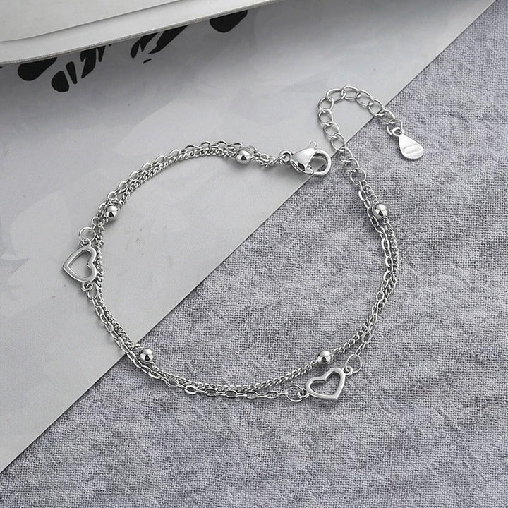 Braccialetto sottile a forma di cuore in argento 925