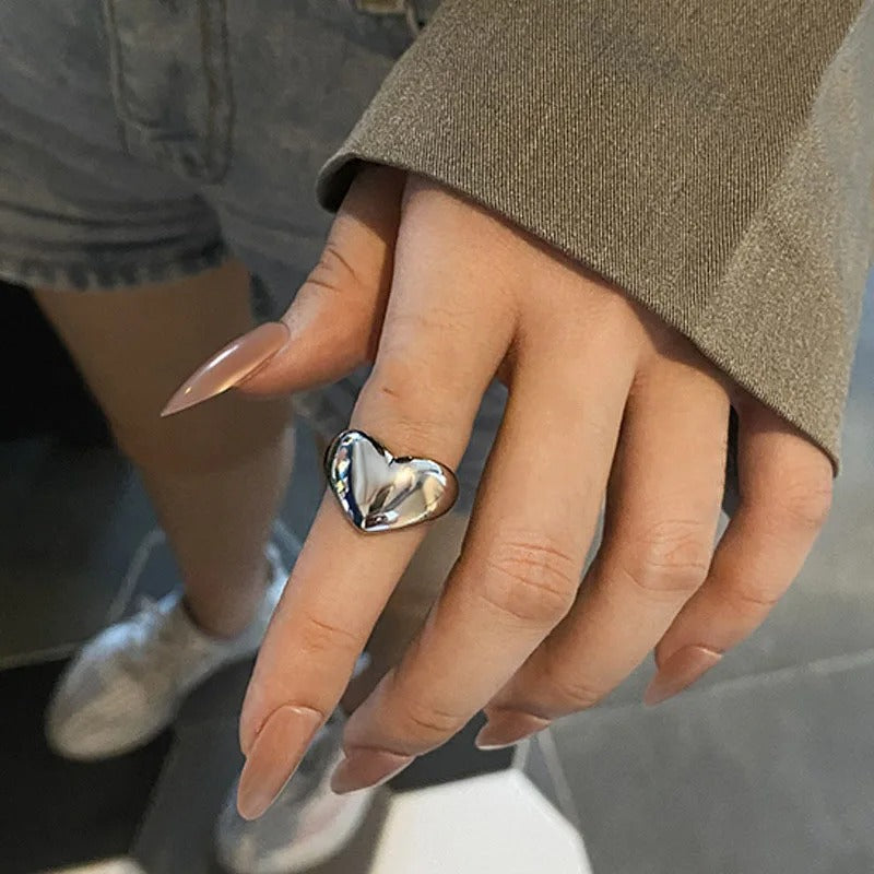 Anello cuore regolabile in argento 925